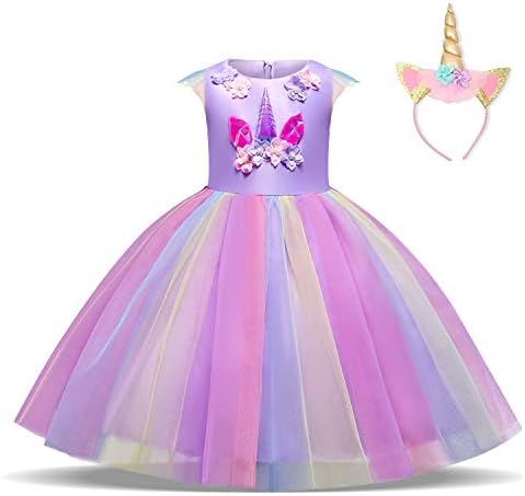 Flower Girls Unicorn Costume Dress Girl Princess Pageant Party Dress