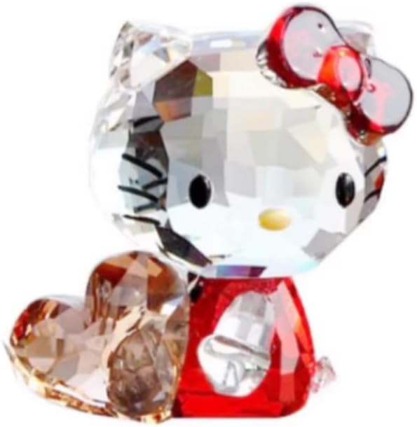 Crystal Cartoon Cat Figurines Car Ornament Cat Aniaml Paperweight Wedding Home Table DecorLady Favor Gift…… (Green)