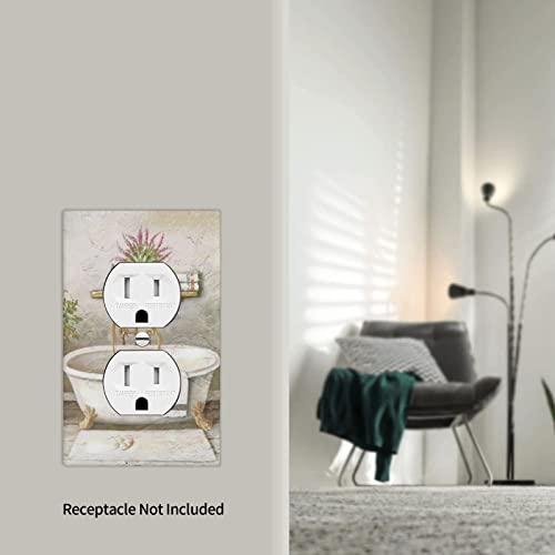 Bqiuulo Bathroom Bathtub Vintage Duplex Electrical Outlet Cover Unbreakable Decorative Light Switch Wall Plate Covers For Home Decor 1-Gang 4.50''X2.76'', 546132 #TOP5