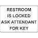 Restroom Is Locked Ask Attendant For Key Vinyl Sticker Decal 8
