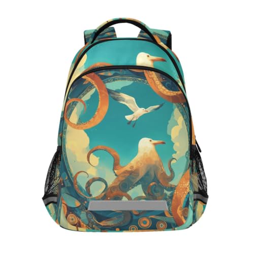 Cartable sac a dos ecole etudiant poulpe abstrait voyage ados
