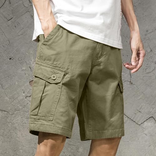 Image of Men's Summer Outdoor Shorts Quick Dry Cargo Casual Work Hiking Shorts Summer Knee Length Pants with Pockets