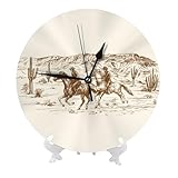 Buewutiry Orologi da parete a batteria, 25,4 cm, cowboy del deserto occidentale, moderni, silenziosi, piccoli orologi da parete per soggiorno, bagno, cucina, ufficio, decorazione decorativa con