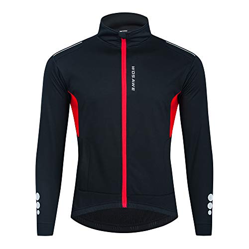 WOSAWE Veste de Cyclisme pour Homme Thermique Respirant Coupe-Vent Sportwear pour Hiver Automne (BL255 Noir XL) Cover