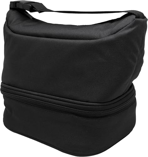 NERTHUS FIH 1494 Fiambrera térmica tipo bolso negra, bolsa porta alimentos con doble compartimento, interior aislante, fácil de limpiar, con asa, ideal para trabajo y oficina