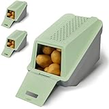 ARTECSIS Caja de almacenamiento para patatas – verde primavera – Juego de 3 L – 5 L – Caja de verduras apilable con tecnología EasyClick – Incluye adhesivo para verduras