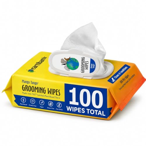 earthbath Mango Tango Grooming Wipes, Made in USA, 100 Count (1 Pack)