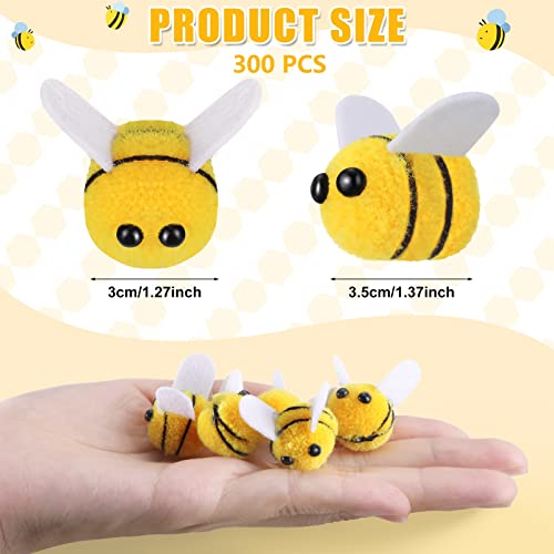 Yunsailing Felt Bees Bulk Craft Ball Bees Cute Plush Bees for Crafts DIY Baby Shower Gender Reveal Gift Bee Themed Party Decoration(300 Pcs) by Yunsailing - Image 2