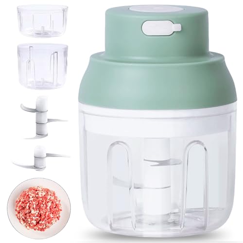 Coupe-oignons électrique 250 ml - Hachoir à oignons multifonction - Hachoir à ail - Hachoir à oignons - Moulin à légumes électrique pour oignons, ail, légumes, fruits