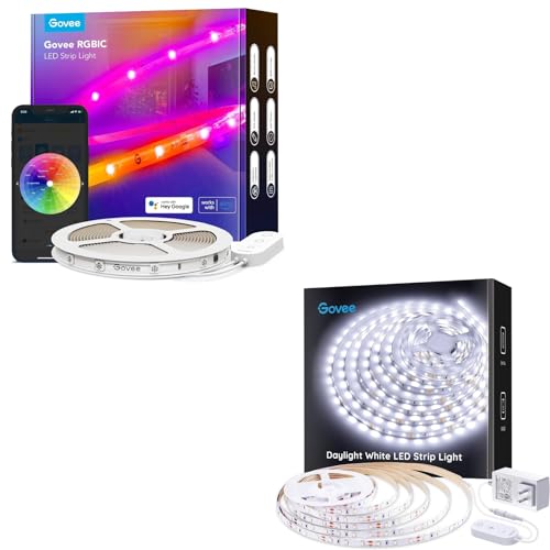 Govee RGBIC LED Strip Lights 16.4ft Bundle White LED Strip Lights 16.4ft