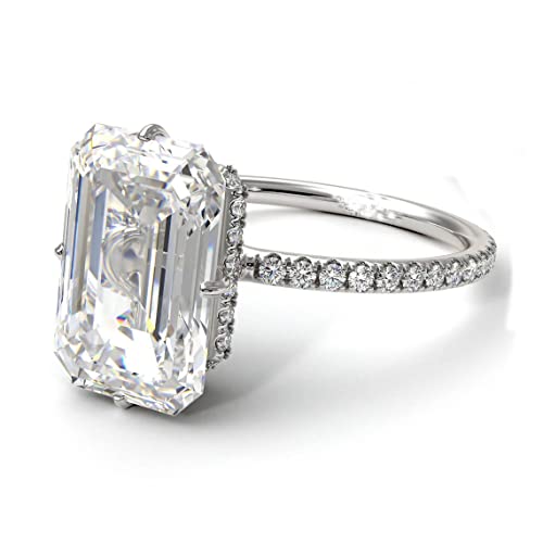 Anillo de compromiso de plata 925 con sofisticado corte esmeralda personalizable 3