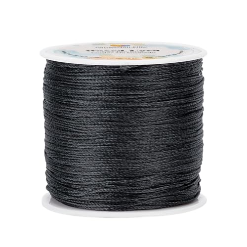 PH PandaHall 0.5mm Waxed Cord, 115 Yards Gray Polyester Cord Beading String Twine Threads for DIY Bracelet Necklaces Dreamcatcher Jewelry Making Sewing Macrame Projects