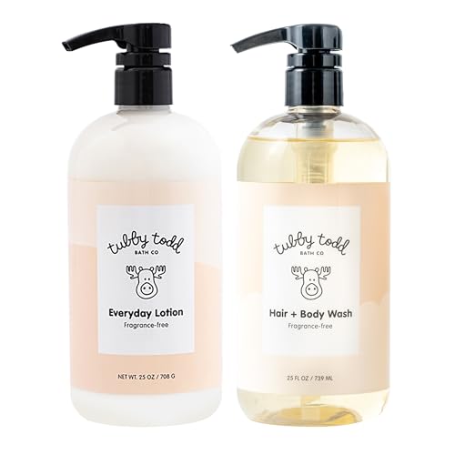 Image of Tubby Todd's Baby Body Wash and Lotion Set - Gentle, Hypoallergenic Skincare for Newborns & Toddlers - 25oz, Fragrance-Free