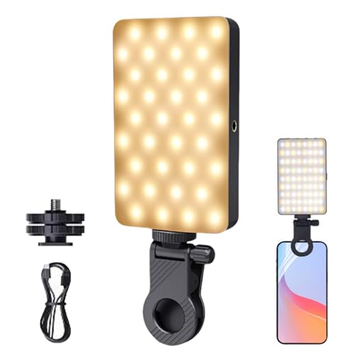 Lumière de selfie portable pour le téléphone - Éclairage rechargeable, adaptateur de trépied à clips | LED Photo Ring Light avec 3 modes pour le...