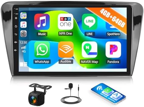 4G+64G Car Radio for Skoda Octavia Mk3 2013-2018, Android 15 Car Stereo with Wireless CarPlay Android Auto 10" Touch Screen Radio with Bluetooth 5.0 GPS WiFi 32 EQ FM/RDS Backup Camera