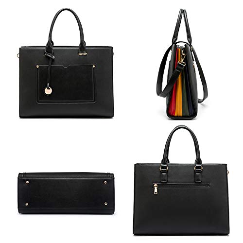 Laptop Tote Bag for Women 15.6 Inch 16 Large Capacity Multi Pockets PU Leather Ladies Busiess Leisure Shoulder Computer Laptop Case