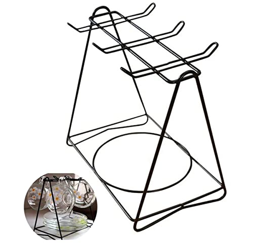 Biluer Albero Porta Tazze Porta Tazzine da Caffè e Piattini portabicchieri Acciaio Inox per 6 Tazze Da Caffè Tazze Da Tè Con Relativi Piattini e Cucchiaini (Nero)