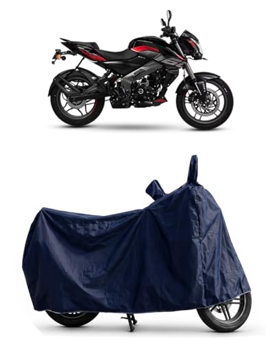 Image of Shield Heavy Duty Bike Cover for Bajaj Pulsar Ns 160 | All-Season, Tear-Proof Fabric | with Side Mirror Pocket & Buckle Belt | Bajaj Pulsar Ns 160 Bike Cover (Blue)