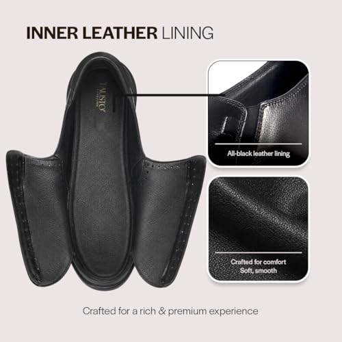 Image of FAUSTO Men Genuine Leather Formal Round Toe Pull-On Loafer Shoe with Superior Comfort | Shock Absorption Leather Memory Cushioned Insole | Broad Feet, Anti Skid Sole