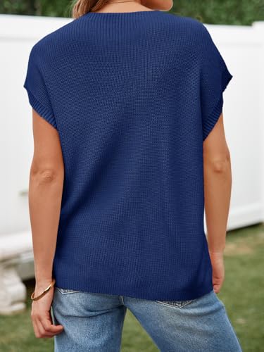 Image of Imily Bela Summer Fall Short Sleeve Sweater for Women | 2026 Crew Neck Ribbed Knit Vests Trendy Pullover Tops,Sweater Tank Tops,Sweater Vest