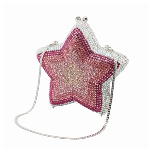 Image of Women Rhinestone Star Shape Clutch Purse Unique Crystal Evening Bag Luxury Chain Handbag for Wedding Cocktail Party | Rhinestone