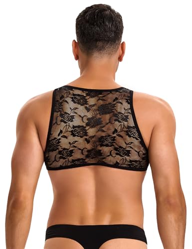 Men's Sissy Tank Top Undershirt Fishnet Crop Tops Nightwear Sheer Shirt Nightclub Party Vest Singlet Gym Sports Half Top3