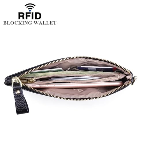 Genuine Leather Wristlet Strap Pone Pouch Zipper Around Coin Pocket Clutch Purse Rfid Blocking Wallet for Women(Red)3