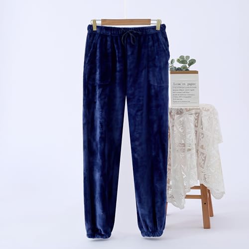 Fuzzy Pajama Pants for Couples, Warm Fleece Pajama Lounge Long Pants Sleepwear Home Pants with Pockets and Drawstring2