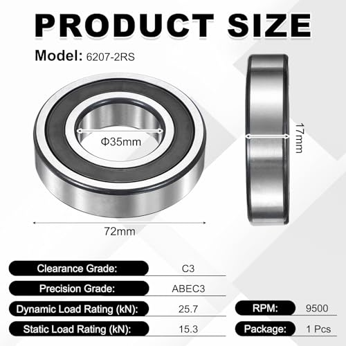 Rodamiento de bolas de ranura profunda 6207-2RS para ejes industriales 2