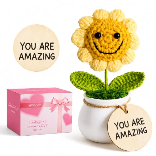Hccgfy Gifts for Women, Handmade Crochet Sunflower, You are Amazing