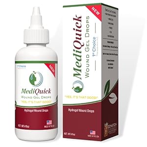MediQuick Gel Drops Skin & Wound Repair is thicker & helps speed Healing Naturally for up to 12 hours. Helps to speed Healing Cuts, Acne, Rash, Burns, Eczema Itch + First Aid Must Have-Made in USA 4oz