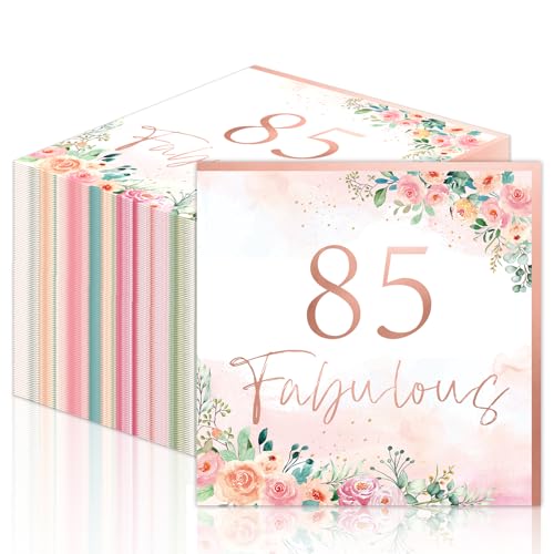 Serviettes de table 85e anniversaire décoration de fête thème floral femme