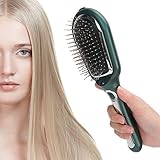 Electric Negative Ion Massage Comb, Magnetic Therapy Head Vibration Scalp Massage Brush, Anti-Static Hair Straightening Comb, Removable Washable Comb, Electric Scalp Massage Comb (Green)