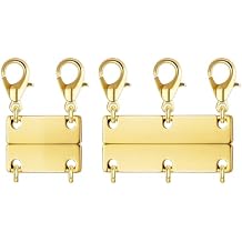 Magnetic Necklace Layering Clasps, 18K Gold Separator for Stackable Necklaces, Multiple Necklace Clasps and Closures for Women, Magnetic Jewelry Clasp for Necklaces Bracelet