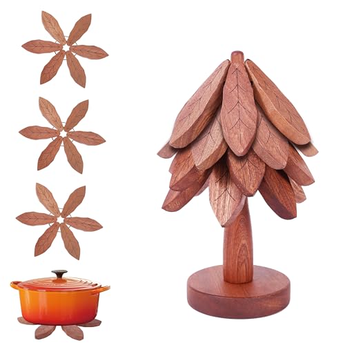 sapisecret topfuntersetzer hitzebeständig, untersetzer für gläser, topfuntersetzer Holz, glasuntersetzer Holz, holzuntersetzer für gläser und tassen,4 Stück untersetzer-Set (B-4)