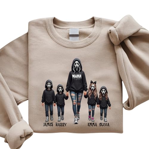 Horror Halloween Character Mama Family Sweatshirt, Halloween Killer Mama T-Shirt, Personalized Horror Mama Hoodie, Tee, V Neck