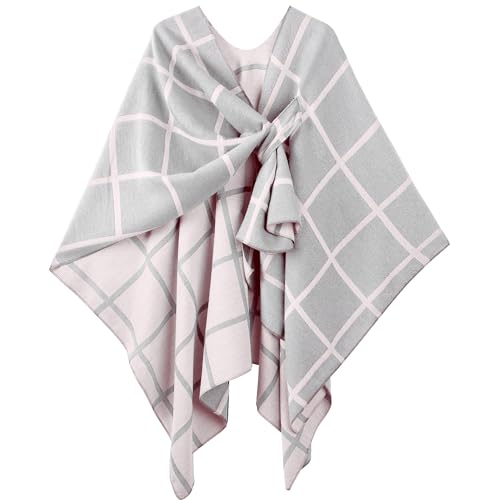 Image of Women's Shawl Wrap Poncho Ruana Cape Cardigan Sweater Open Front for Fall Winter Spring