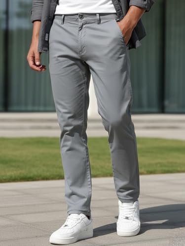 Image of Urbano Fashion Men's Straight Fit Mid Rise Cotton Casual Chinos Trousers Stretch
