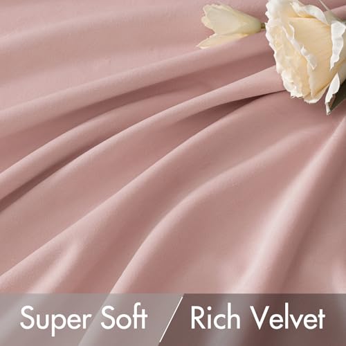 Image of MIULEE Light Pink Velvet Curtains 52x90 inches Luxury Blackout Curtains | Thermal Insulated, Super Soft Window Drapes for Bedroom Living Room, Rod Pocket & Back Tab