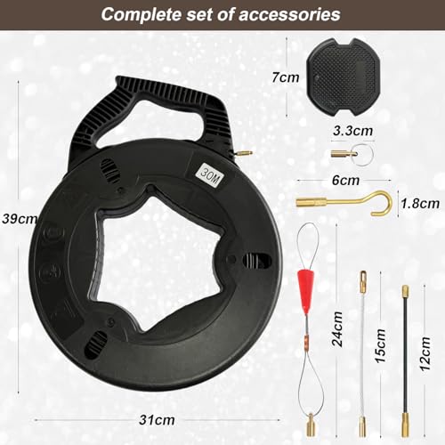 Kit fish tape 30m aiguille de tirage pour débloquer les passages de câbles