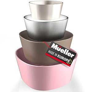 Mueller Mixing Bowls, 4-Piece Nesting Bowls Set, Food Prep Bowls, European Made, Microwave and Dishwasher Safe Mixing Bowl Set