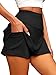 ELLEVEN Mini Skort for Women with Pockets Women's Tennis Athletic Golf Skirt with Built-in Underneath Shorts Dressy Casual Elastic High Wasited Tummy Control Wrap Skirts Black Large