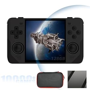 RGB30 Handheld Game Console 4 inch IPS Retro Hand-held Games Consoles Hand Held Video Game Preinstalled System Support Multiplayer WF BT RK3566 128GB Black
