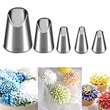 Suuker 5 Pieces Rose Flower Piping Tips Set,Stainless Steel Cake Decorating Tips, Frosting Icing Tips for Cupcakes, Cake, Cookie and Decorating（402L 402 79 80 81）