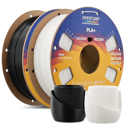 OVERTURE 2KG Bundle High Speed PLA+ 2.0 3D Printer Filament, Black+White