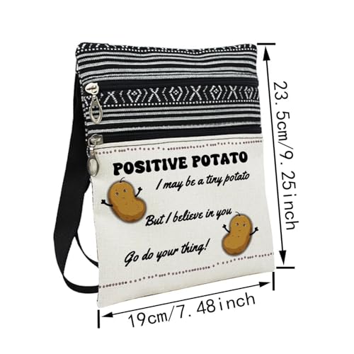 Positive Potato Messenger Bag Small Ethnic Pattern Printed Adjustable Strap Crossbody Zipper Bag Funny Potato Phone Bag Wallet Cute Shoulder Handbag for Women Friends2