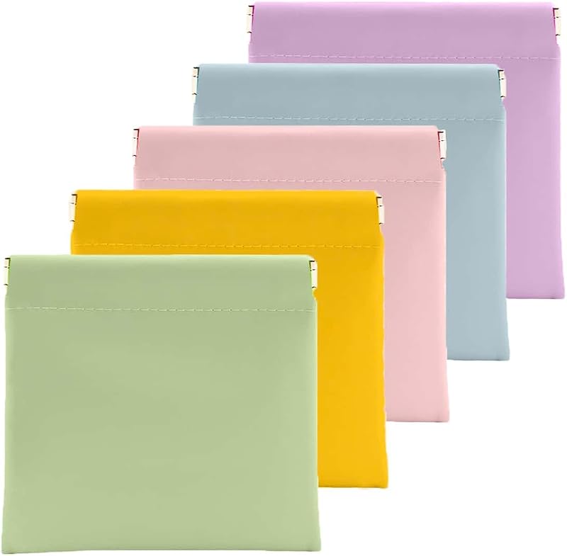 FeciFeco Kit com 5 Estojos Pequenos para Maquiagem e Acessórios, Couro, Sem Zíper, Colorido