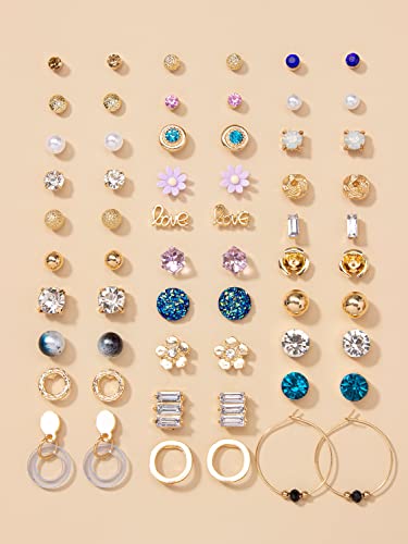 Image of Shining Diva Fashion 30 Pairs Combo Set Stylish Crystal Pearl Earrings for Women and Girls