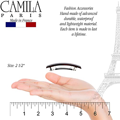 Camila Paris Ad1/2 French Hair Barrette Clip For Girls, Set Of 2 Rubberized Metal Clasp Strong Hold Grip Hair Clips For Women, No Slip Durable Styling Girls Hair Accessories, Made In France #TOP2