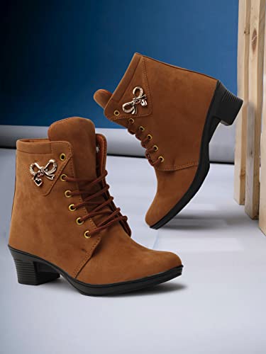 Image of KRAFTER Women's And Girls Classic Winter Suede velvet High heel Boots Casual, Outdoor and Holiday Outings